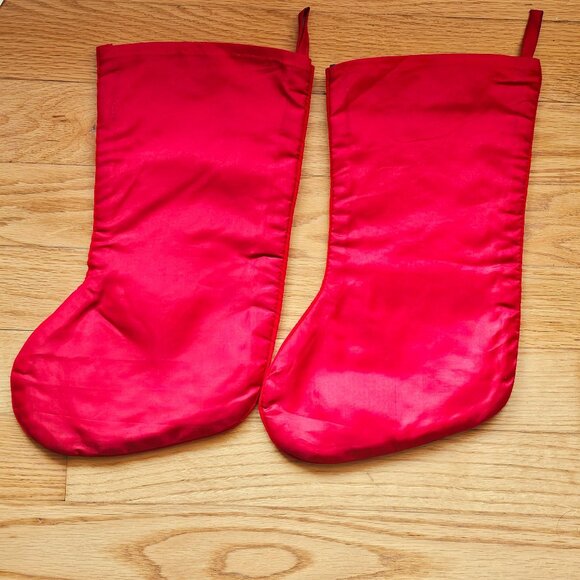 2 Vintage Christmas Velvet Embroidered Stockings Santa Tree Candy Cane Presents - Picture 11 of 13